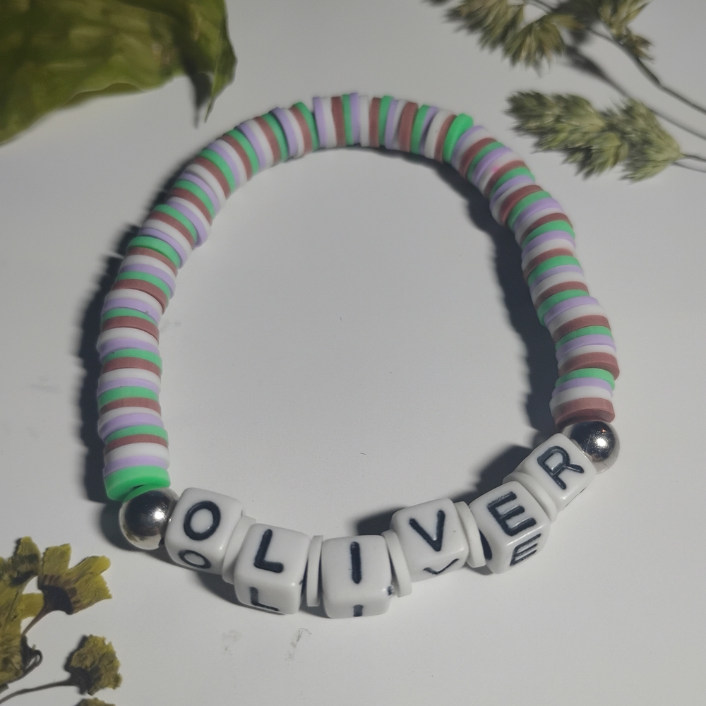 Personalized: Colorful Clay Beaded Bracelet | Message For Your Name